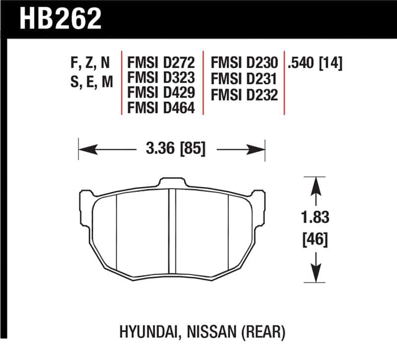 Hawk Performance — Hawk 89-97 Nissan 240SX SE HP+ Street Rear Brake Pads
Disc Brake Pad - view 1