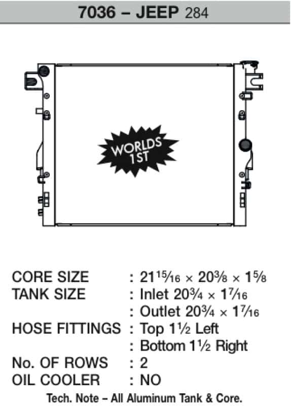 CSF — CSF 07-18 Jeep Wrangler (JK) Radiator
CSF Radiator - view 5