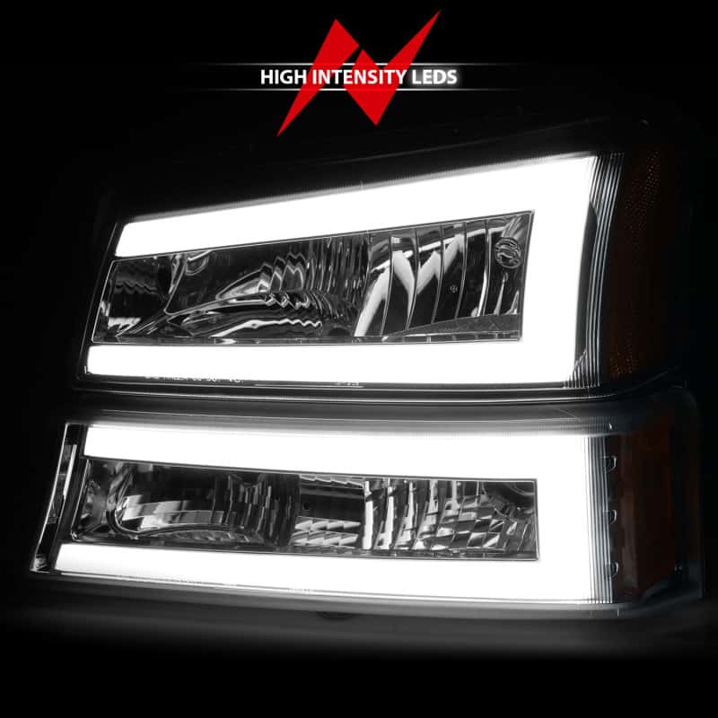 ANZO — ANZO 2003-2006 Chevrolet Silverado 1500 Crystal Headlights w/ Light Bar Chrome Housing
Head Light Set
HdLtSet - view 12