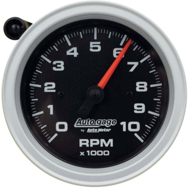 AutoMeter — AutoMeter Tachometer Gauge 10K RPM 3 3/4in Pedestal w/Ext. Shift-Light - Black Dial/Black Case - view 2