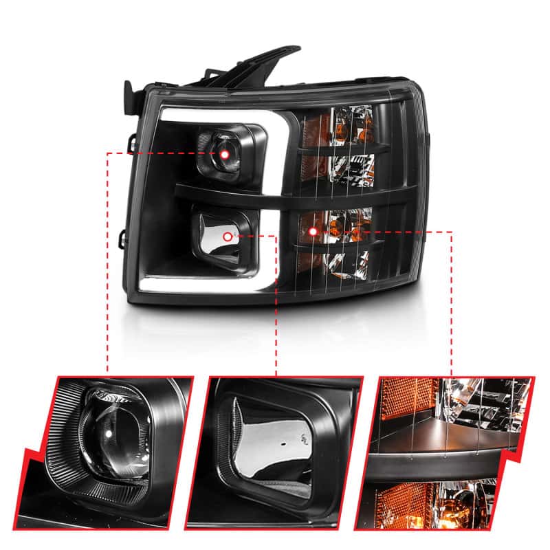 ANZO — ANZO 07-13 Chevrolet Silverado 3500 Projector Headlights - Black Amber
Head Light Set
HdLtSet - view 3