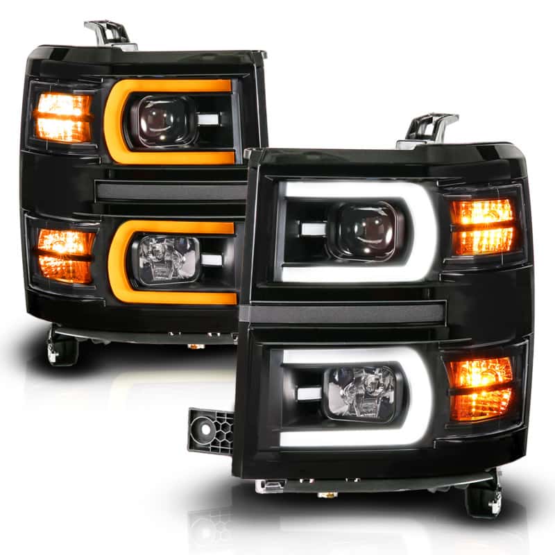 ANZO — ANZO 14-15 Chevy Silverado 1500 Black Dual Switchback+Sequential LED Tube Sq. Projector Headlights
Head Light Set
HdLtSet - view 3