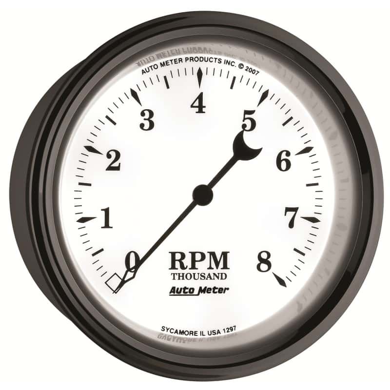 AutoMeter — AutoMeter Gauge Tachometer 3-3/8in. 8K RPM In-Dash Old Tyme White II
3-3/8" TACH, 8,000 R - view 12