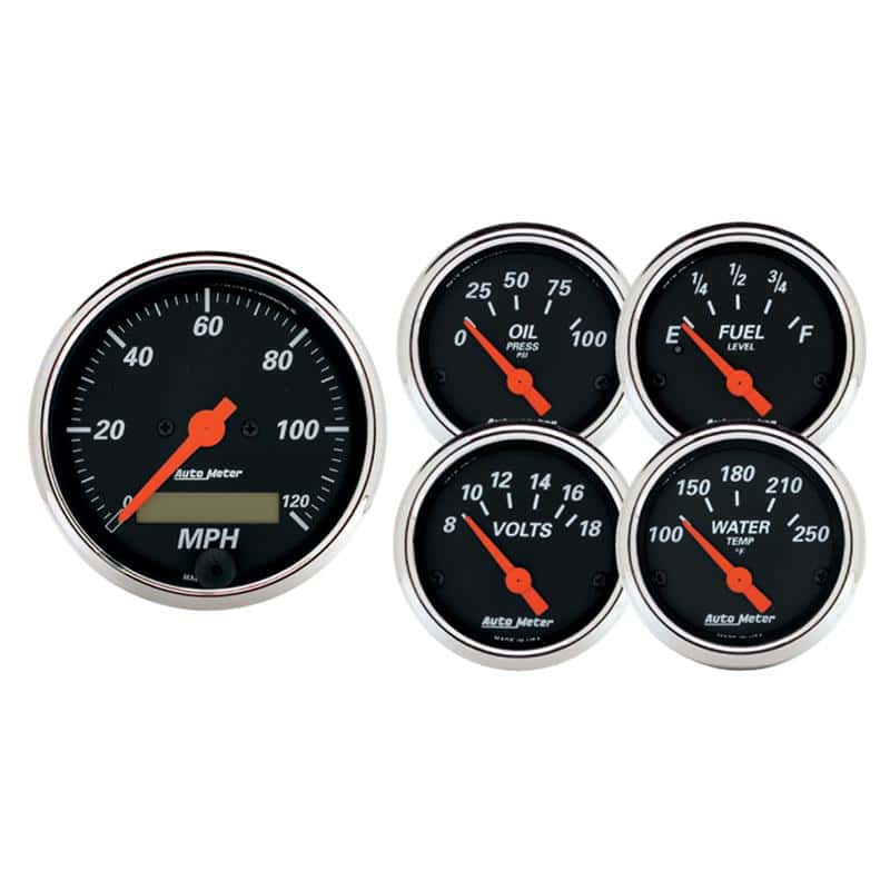 AutoMeter — Autometer Designer 3-3/8in & 2-1/16in Kit Box-Elec Speedo & Elec Oil Press H2O Temp Volt Fuel Level
GA SET 5PC E SPD DB - view 2