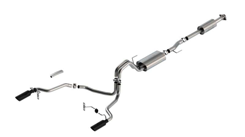 Borla — Borla F-150 2021 2.7L/3.5L 4dr CC SB EC STB Lar/KingR/Plnm/LTD 3/2.25 SRE CB Touring BLK CHR Tips
Cat-Back System - view 2