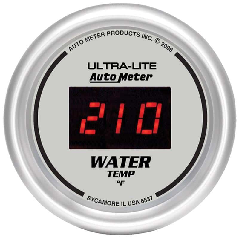 AutoMeter — Autometer Ultra-Lite 2-1/16in 340 Deg F Silver Dial Digital w/ Red LED Water Temperature Gauge
2-1/16" WATER TEMP, - view 2