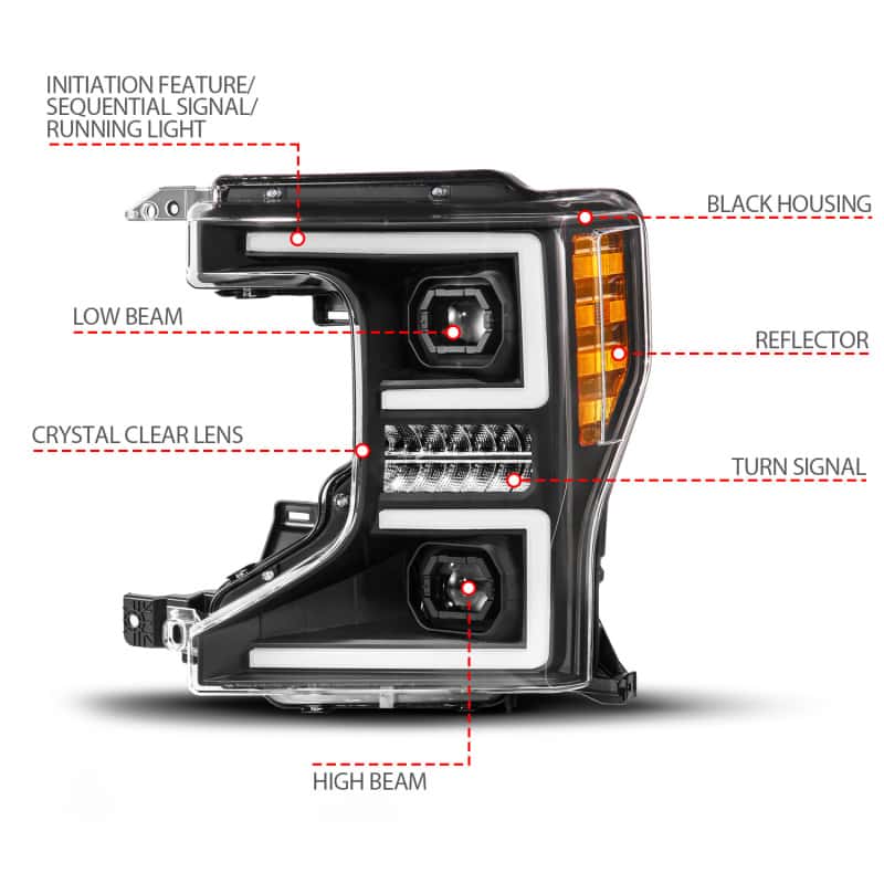 ANZO — ANZO 20-22 Ford Super Duty (Halogen) Z-Series Full LED Proj Headlights SeqSig - Pass. Side ONLY - view 9