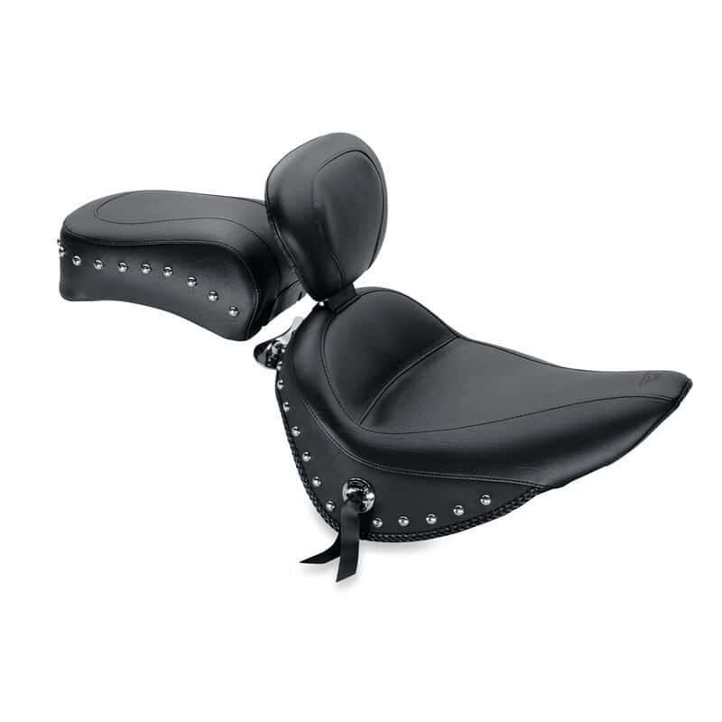 Mustang Motorcycle — Mustang 00-15 Harley Softail Standard Rear Tire Standard Touring Solo Seat w/Driver Backrest - Black - view 2