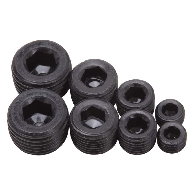 Edelbrock — Edelbrock Fittings Pipe Plug Kit Internal Allen Head 1/8In 1/4In 3/8In 1/2In NPT Set of 8 Black
KIT PARTS - view 1