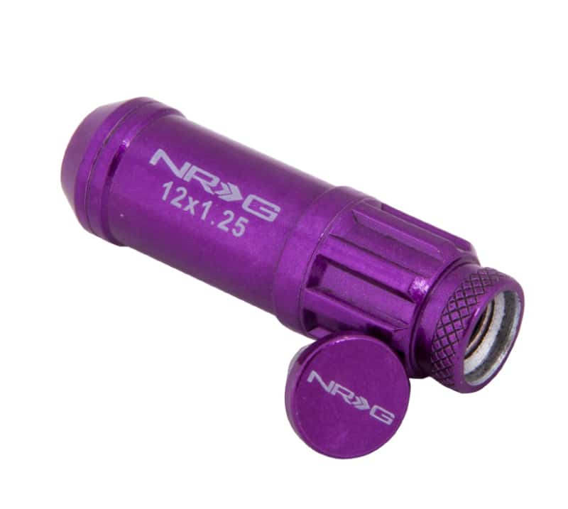NRG — NRG 700 Series M12 X 1.25 Steel Lug Nut w/Dust Cap Cover Set 21 Pc w/Locks & Lock Socket - Purple - view 3