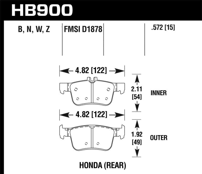 Hawk Performance — Hawk 16-19 Honda Civic DTC-30 Race Rear Brake Pads
Disc Brake Pad - view 1