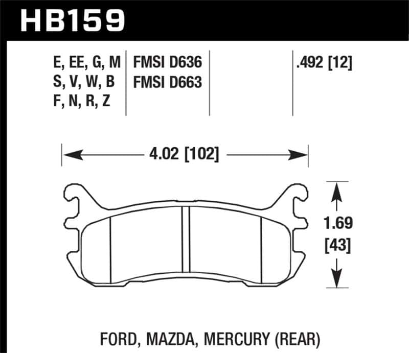 Hawk Performance — Hawk 03-05 Mazda Miata Rear ER-1 Brake Pad Set
Disc Brake Pad - view 2