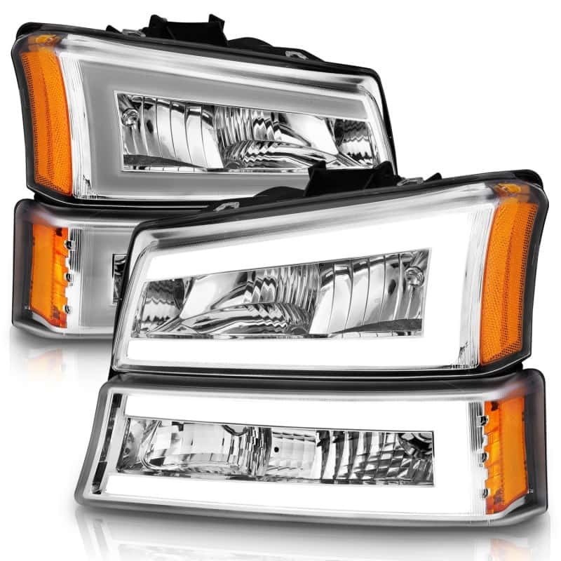 ANZO — ANZO 2003-2006 Chevrolet Silverado 1500 Crystal Headlights w/ Light Bar Chrome Housing
Head Light Set
HdLtSet - view 3