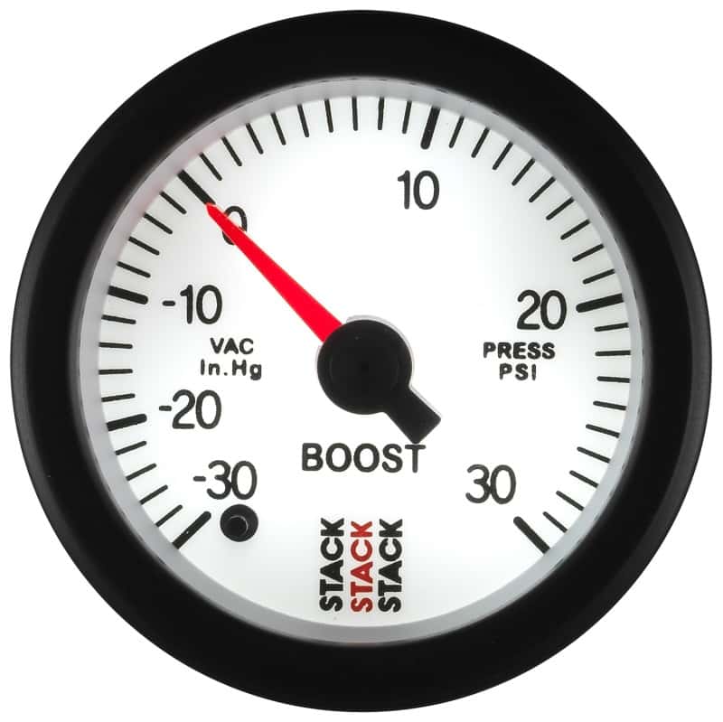 AutoMeter — Autometer Stack 52mm -30INHG to +30 PSI (Incl T-Fitting) Pro Stepper Motor Boost Press Gauge - White
Ga Bst Stpr W 30psi - view 4