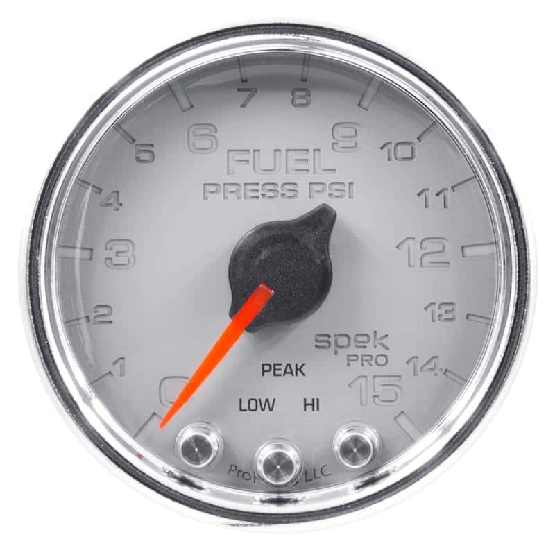 AutoMeter — Autometer Spek-Pro Gauge Fuel Press 2 1/16in 15psi Stepper Motor W/Peak & Warn Slvr/Chrm
GA 2" FP 15 SCC SPEK - view 2