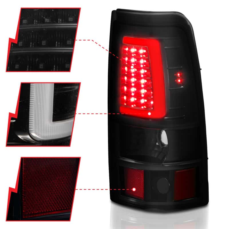 ANZO — ANZO 2003-2006 Chevy Silverado 1500 LED Taillights Plank Style Black w/Smoke Lens - view 11