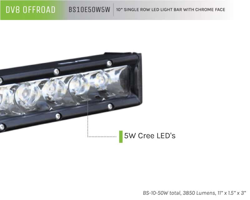 DV8 Offroad — DV8 Offroad SL 8 Slim 10in Light Bar Slim 50W Spot 5W CREE LED - Black
LED Light Bar - view 3