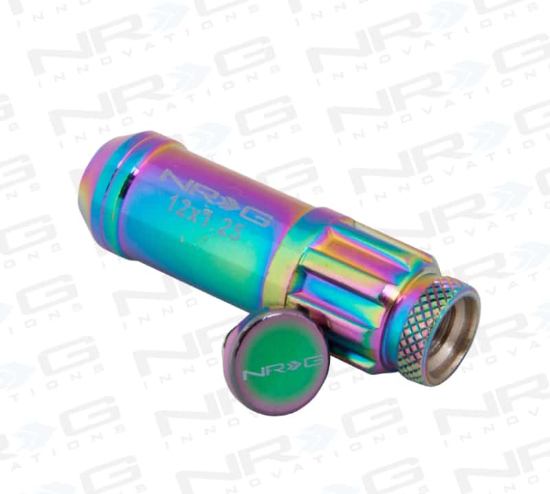 NRG — NRG 700 Series M12 X 1.25 Steel Lug Nut w/Dust Cap Cover Set 21 Pc w/Locks & Lock Socket - Neochrome - view 7