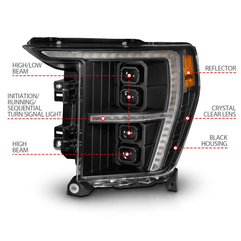 ANZO — ANZO 21-23 Ford F-150 (w/Factory Halogen) Z-Series Full LED Proj Headlights - Pass. Side ONLY - view 9