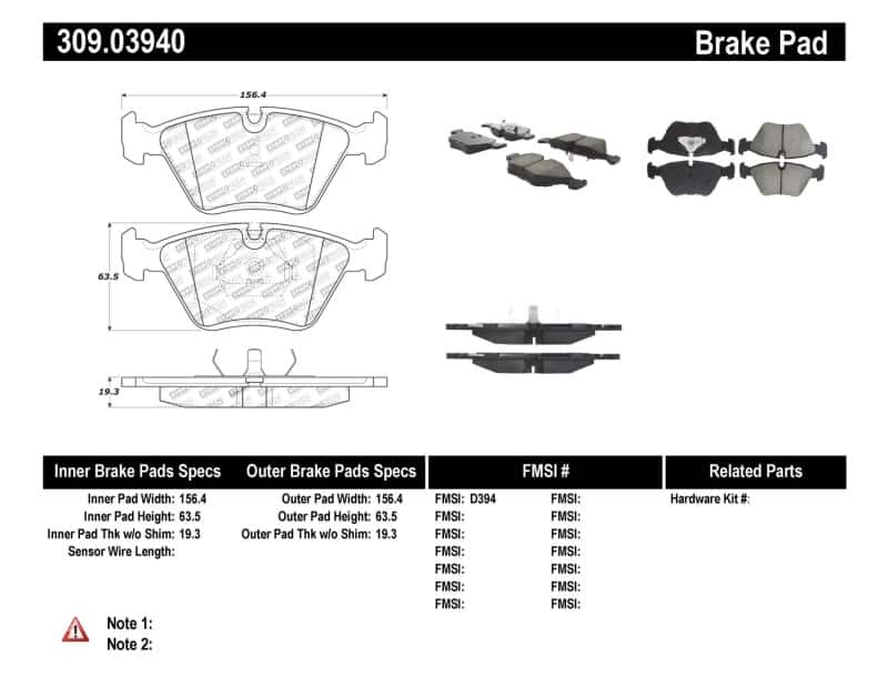 Stoptech — StopTech 95-99 BMW M3 / 01-07 M3 E46 / 89-93 M5 / 98-02 Z3 M series / 93-95 530 Front Brake Pads
Sprt Brk Pad W/Hdwr - view 7