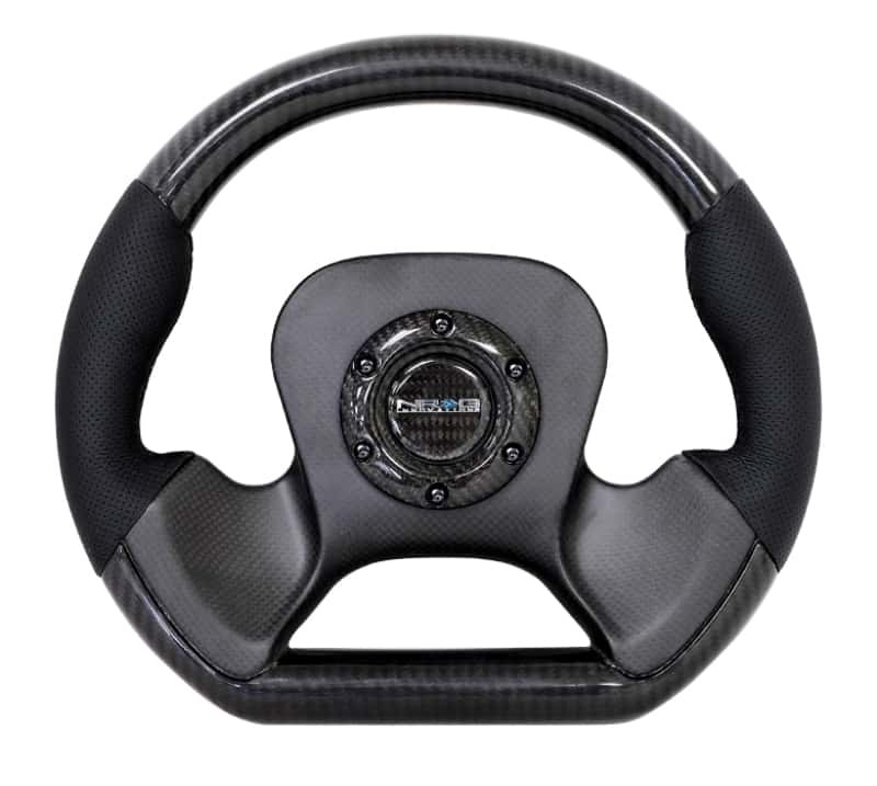 NRG — NRG Carbon Fiber Steering Wheel (320mm) CF Center Plate & Two-Tone Carbon w/Leather Trim Handles - view 1