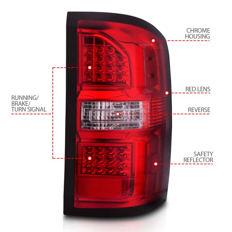 ANZO — ANZO 2014-2018 GMC Sierra LED Tail Lights Black Housing Red/Clear Lens - view 8