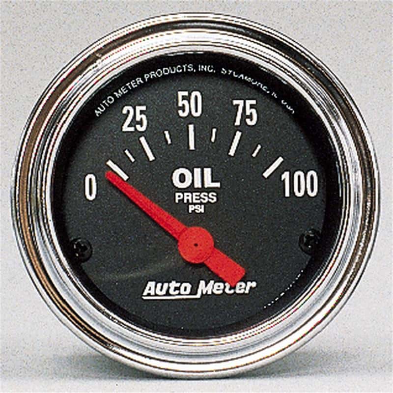 AutoMeter — Autometer Traditional Chrome 52mm 0-100 PSI Short Sweep Electrical Oil Pressure Gauge
2" OIL PRESS, 0-100 - view 1