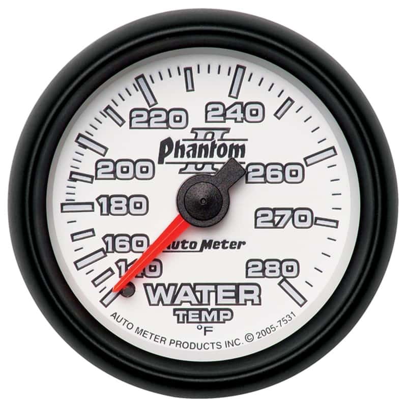 AutoMeter — Autometer Phantom II 52.4mm Mechanical 140-280 Deg F Water Temperature Gauge
2-1/16" WATER TEMP, - view 1