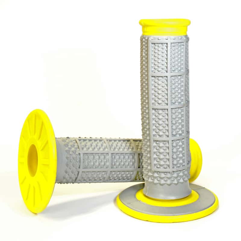 Renthal — Renthal MX Dual Compound Grips Tapered 1/2 Waffle - Grey/ Yellow - view 3