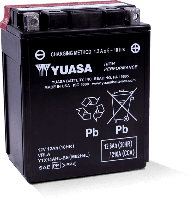 Yuasa Battery — Yuasa YTX14AHL-BS High Performance AGM 12-Volt Battery w/Bottle - view 2