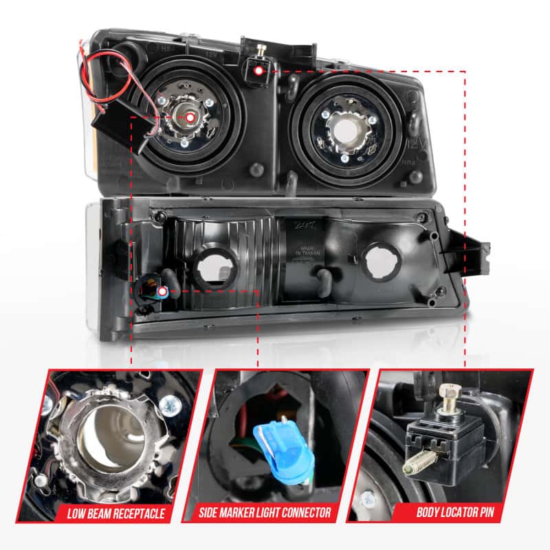 ANZO — ANZO 2003-2006 Chevrolet Silverado 1500 Crystal Headlights w/ Light Bar Black Housing
Head Light Set
HdLtSet - view 11
