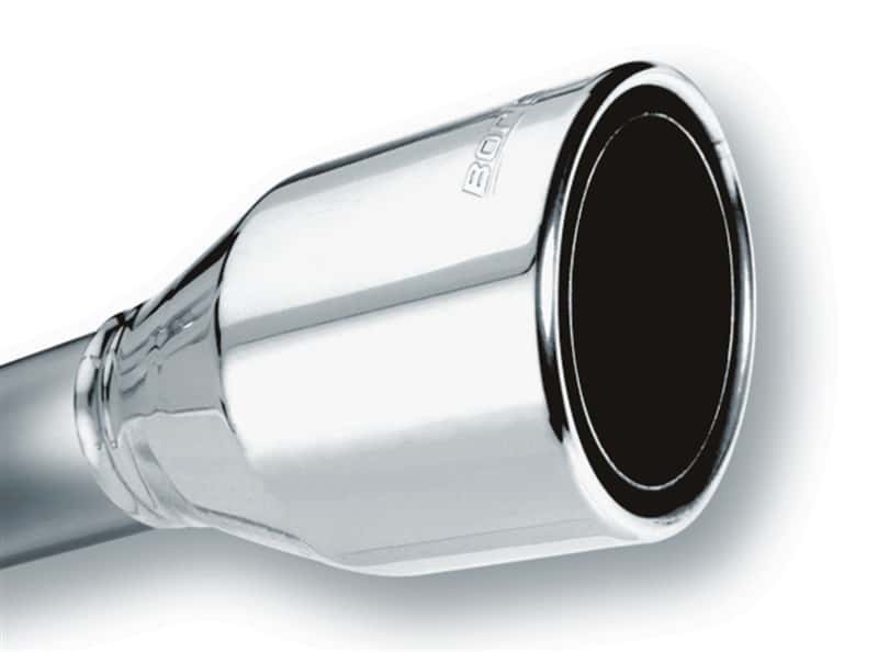 Borla — Borla 2.5in Inlet 4.5in Round Rolled Angle Cut Phantom X 7.75in Long Embossed Universal Exhaust Tips
ExhstTailPipeTip
Tip - Round - view 3
