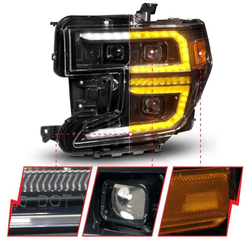 ANZO — ANZO 19-21 GMC Sierra 1500 LED Projector Headlight w/Switchback+Sequential - Black
Head Light Set
Headlights - view 3