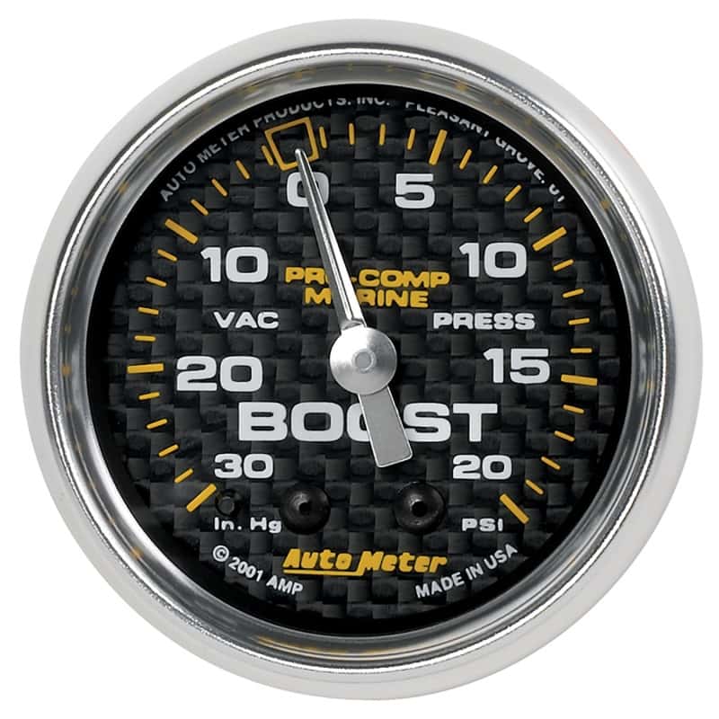 AutoMeter — Autometer Marine Carbon Fiber 2-1/16in 30INHG/20PSI Mechanical Vacuum/Boost Gauge
GA 2" BST 20 M MCF - view 1