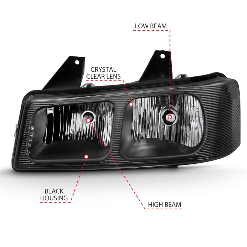 ANZO — ANZO 2003-2017 Chevy Express Crystal Headlight Black
Head Light Set - view 6