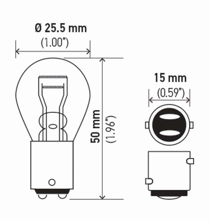 Hella — Hella Bulb 7528 12V 21/5W Bay15D S8 (2)
7528TB Incan Bulb - view 3