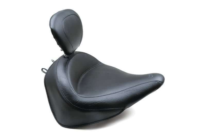Mustang Motorcycle — Mustang 00-15 Harley Softail Std Rear Tire Wide Touring Solo Seat w/Driver Backrest - Black - view 1