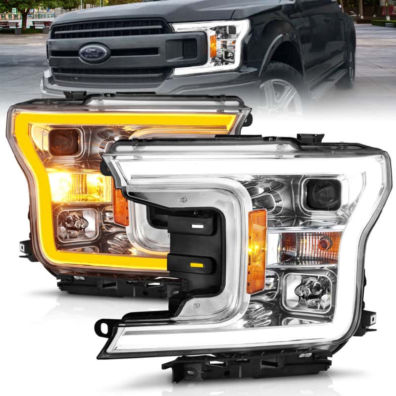ANZO — ANZO 2018-2020 Ford F-150 Projector Headlight w/Plank Style Switchback Chrome Housing
Head Light Set
HdLtSet - view 2