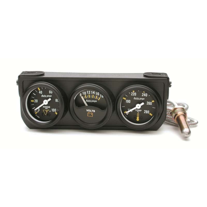 AutoMeter — Autometer Auto Gauge Console Oil Pressure / WTMP / Volt. 1.5in 100 psi 280 Deg. 18V Mechanical BK
3 GA PNL OP/V/WT M - view 2