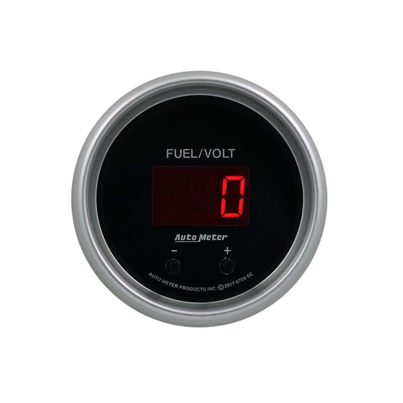 AutoMeter — Autometer 52.4mm Black Switchable 0-100 Fuel Level / 8-18V Voltmeter Sport-Comp Elite Digital Gauge - view 2