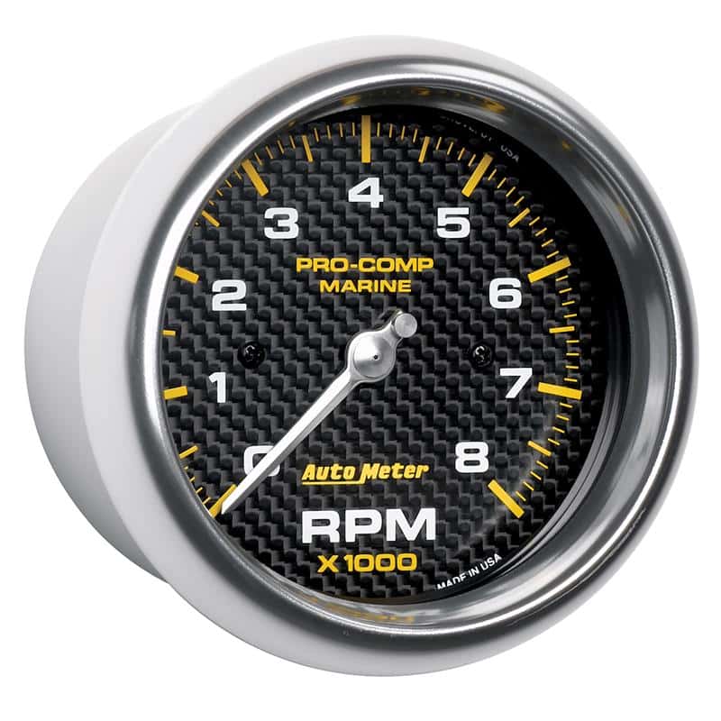 AutoMeter — Autometer Marine Carbon Fiber 3-3/8in 8k RPM Tachometer
3.4" TACH 8KRPM MCF - view 4
