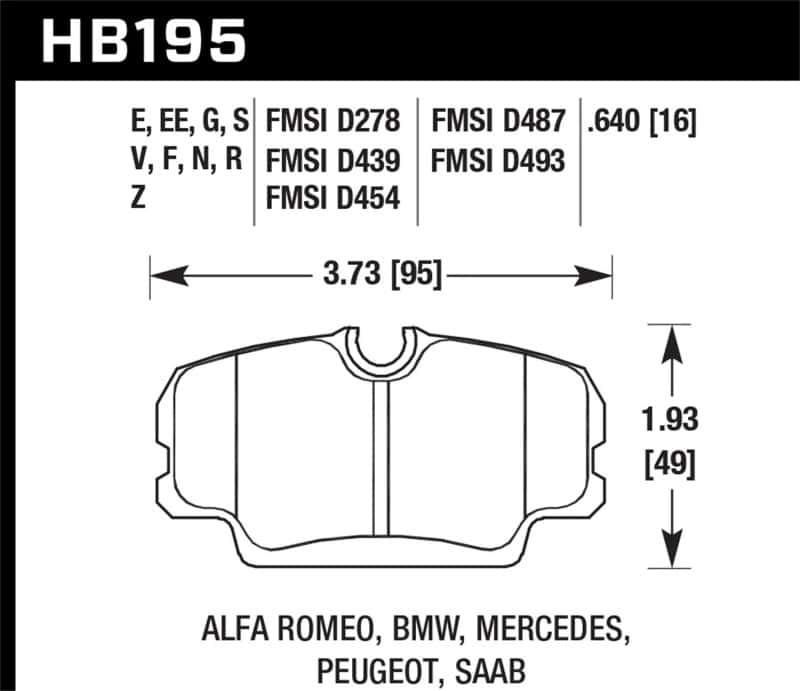 Hawk Performance — Hawk 84-4/91 BMW 325 (E30) Blue 9012  Race Front Brake Pads
Disc Brake Pad - view 3