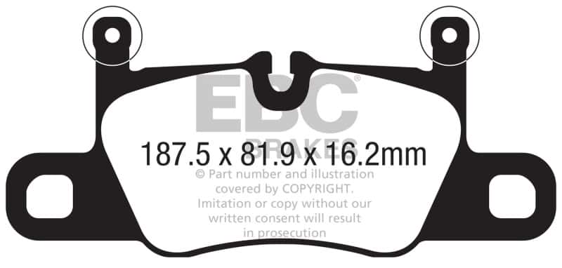 EBC — EBC 2016+ Porsche 911 (991/2 w/Cast Iron Rotors) 3.0TT Carrera Redstuff Rear Brake Pads
Disc Brake Pad - view 4