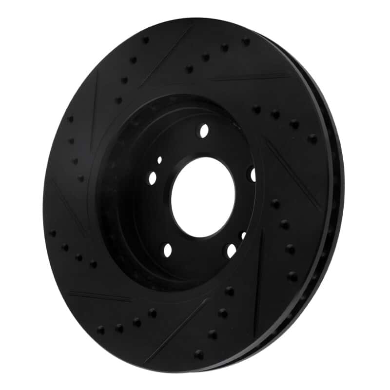 R1 Concepts — R1 01-06 Hyundai Santa Fe Front Right Drilled & Slotted Black Brake Rotor
R1 Brake Rotor Drill - view 4