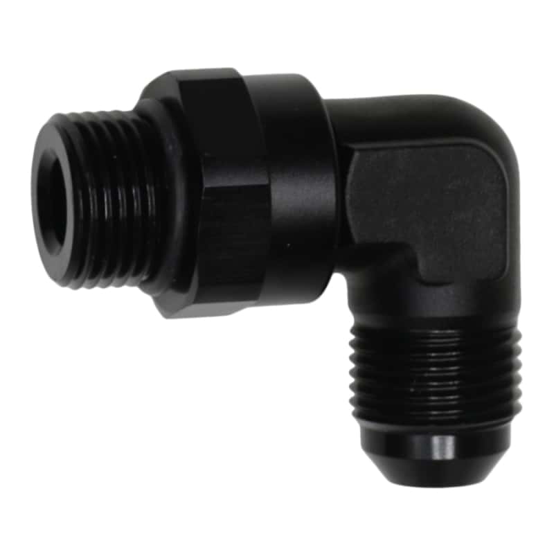 DeatschWerks — DeatschWerks 8AN ORB Male Swivel to 8AN Male Flare 90-Degree Fitting - Anodized Matte Black
Lines & Fittings - view 1