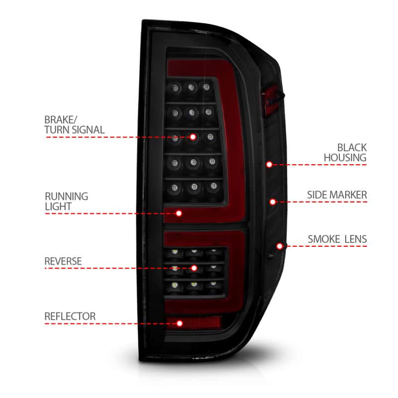 ANZO — ANZO 2014-2021 Toyota Tundra LED Taillights Black Housing/Smoke Lens - view 11