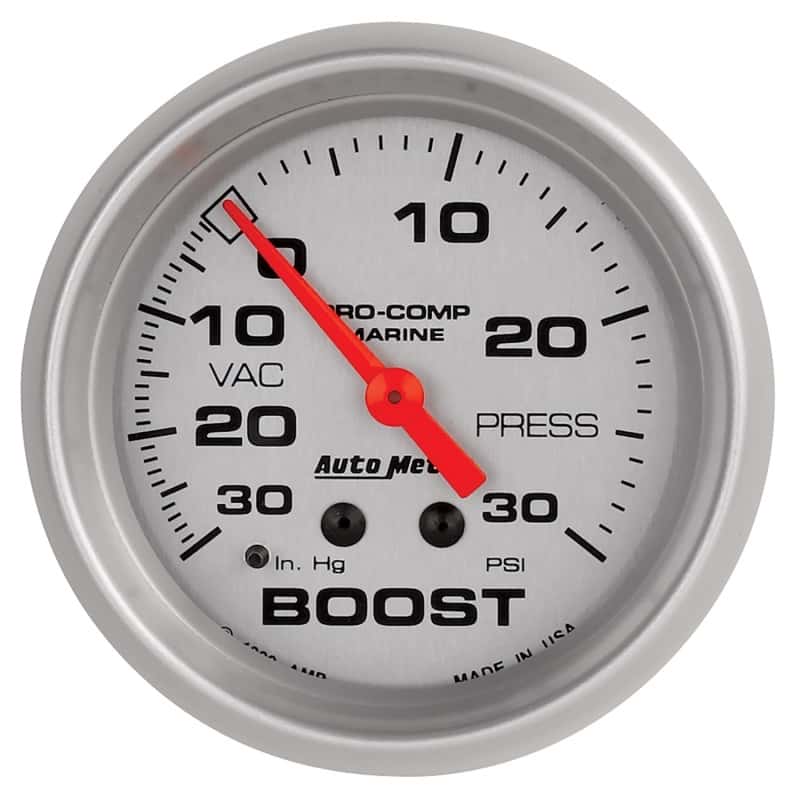 AutoMeter — AutoMeter Marine Vac/Boost Gauge 2 5/8in 30INHG 30PSI Mechanical- Silver
GA 2.6" BST 30 M MS - view 1