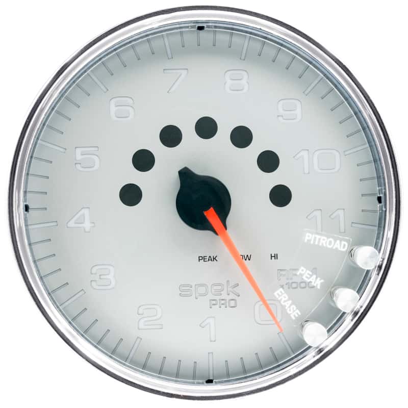AutoMeter — Autometer Spek-Pro Gauge Tachometer 5in 11K Rpm W/Shift Light & Peak Mem Silver/Chrome
GA 5" 11KRPM SCC SPK - view 6