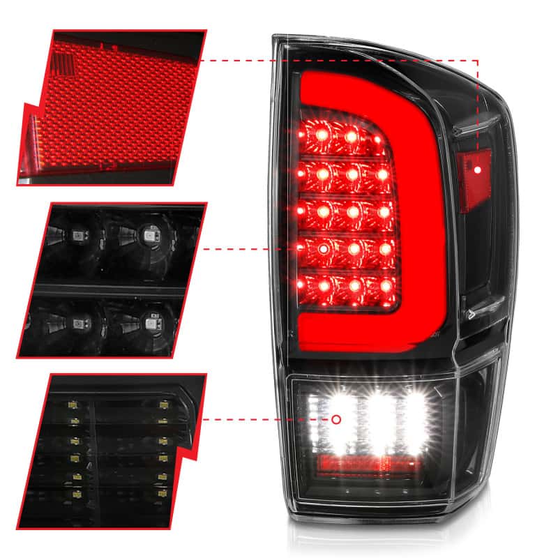 ANZO — ANZO 16-21 Toyota Tacoma LED Tail Lights - w/ Light Bar Sequential Black Housing & Clear Lens
Tail Light Set - view 9