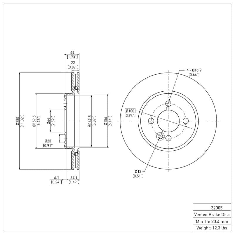 DFC — DFC 07-15 Mini Cooper (Excl Clubman) Front GeoSPEC Coated Rotor
DFC Brake Rotor - view 2
